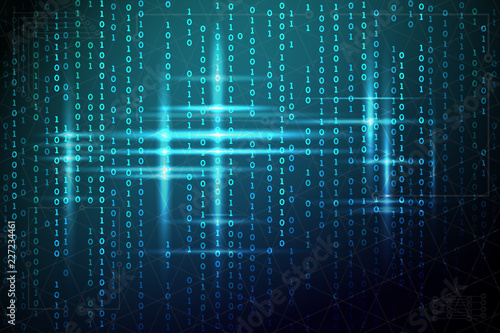 Abstract matrix background. Vector illustration. Binary code blue. Virtual technologies