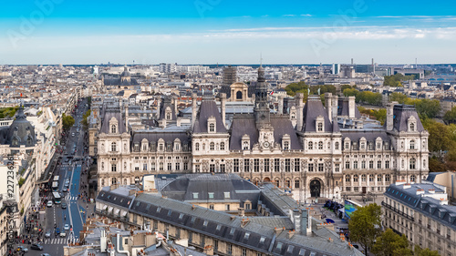 Paris, view of the city hall and the rue de Rivoli, view from the Saint Jacques tower 