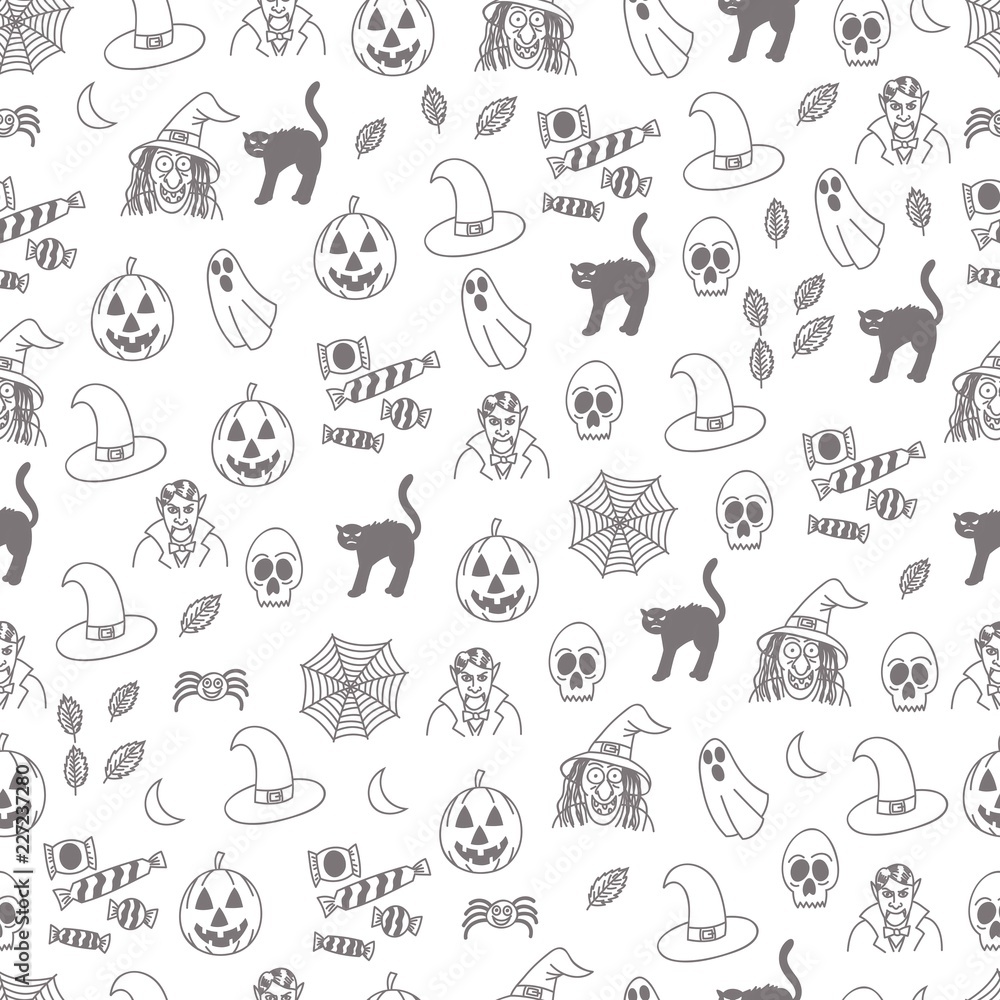 Halloween black and white doodle