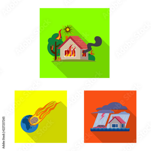 Vector design of natural and disaster icon. Collection of natural and risk stock vector illustration.