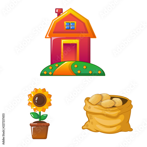 Vector design of farm and agriculture symbol. Collection of farm and plant stock vector illustration.