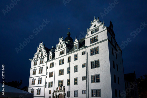 wolfsburg castle illuminated at night