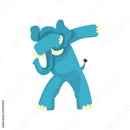 Elephant standing in dub dancing pose, cute cartoon animal doing dubbing vector Illustration on a white background