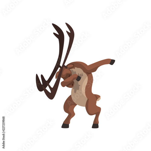 ElK standing in dub dancing pose, cute cartoon animal doing dubbing vector Illustration on a white background