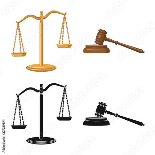 Vector illustration of law and lawyer icon. Collection of law and justice stock vector illustration.
