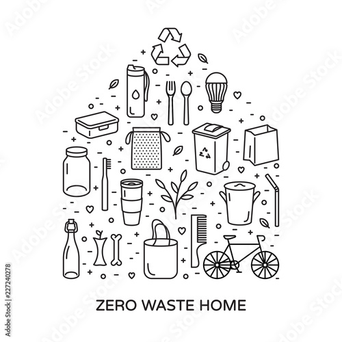 Vector Zero Waste Home Icon Set