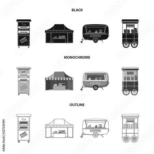 Isolated object of market and exterior symbol. Collection of market and food stock vector illustration.