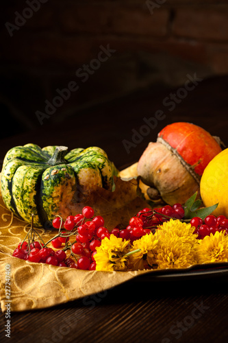 Autumn set of bright colored vegetables. Preparing for Halloween