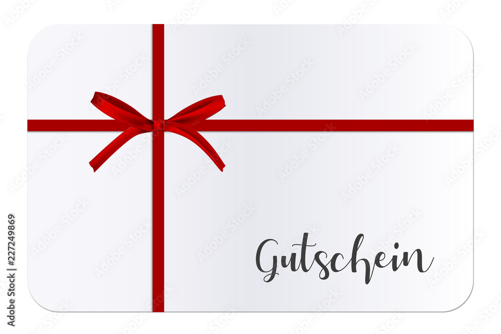 Gutschein-Karte mit roter Schleife Gutschein-Karte mit roter Schleife
