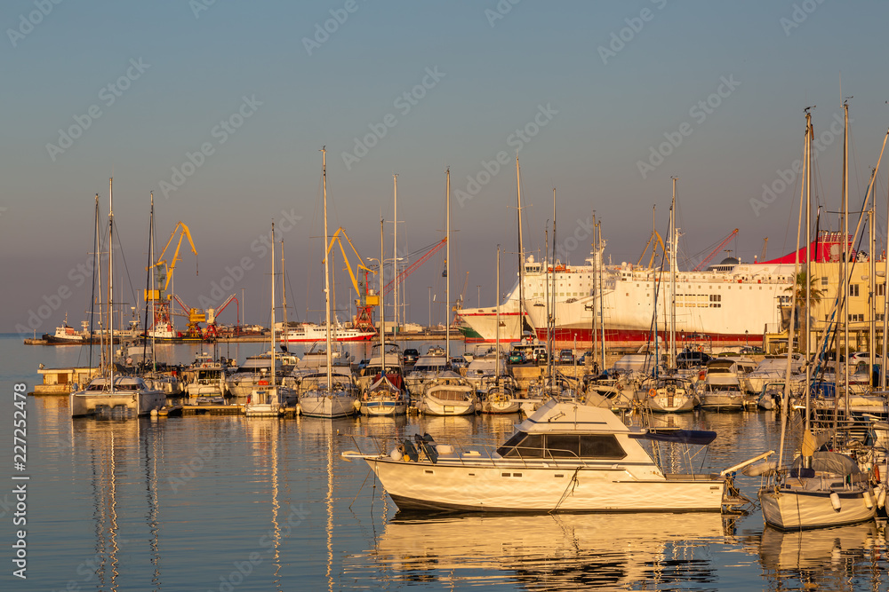 Harbor at sunset, Iraklio, Crete, Greece