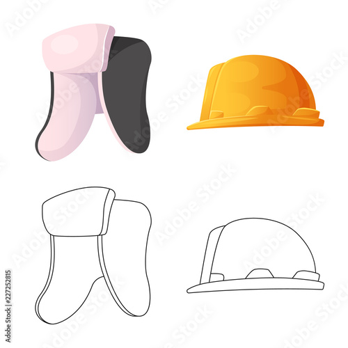 Isolated object of headgear and cap icon. Set of headgear and accessory stock vector illustration.