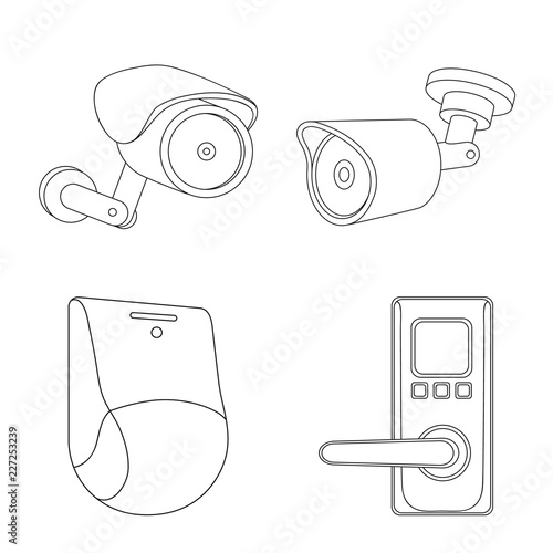 Vector illustration of cctv and camera logo. Set of cctv and system stock vector illustration.