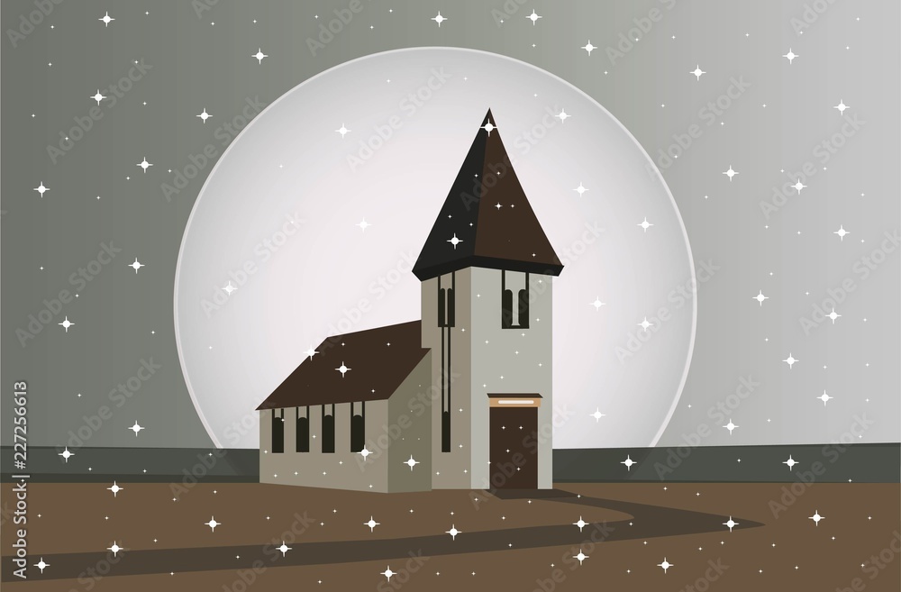 house with moon background