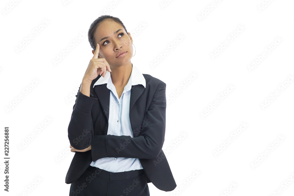 asian business woman pretending like thinking while looking abov asian business woman pretending like thinking while looking abov