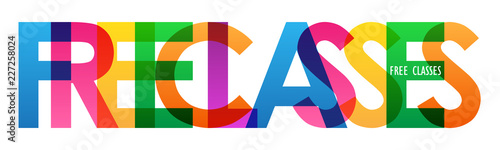 "FREE CLASSES" Colorful Letters Banner