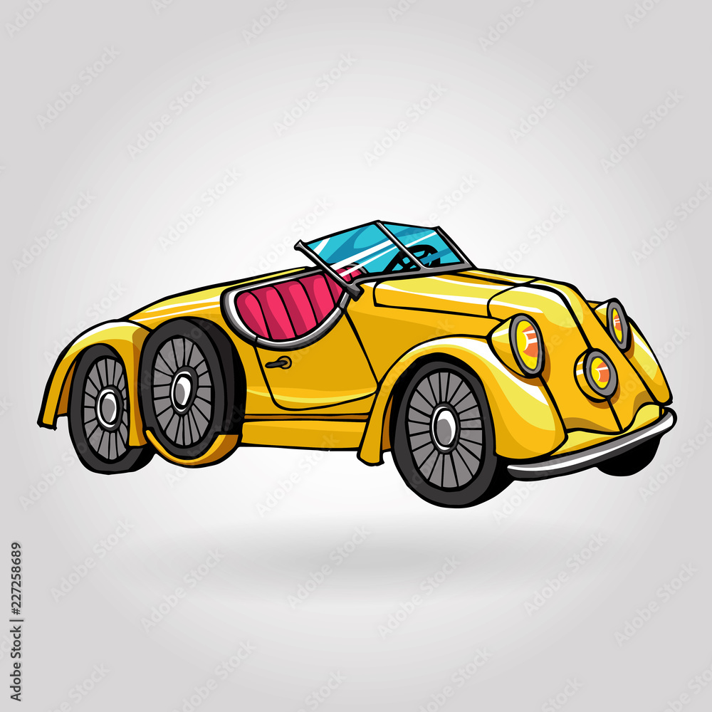 Fototapeta premium retro vintage hand drawn car