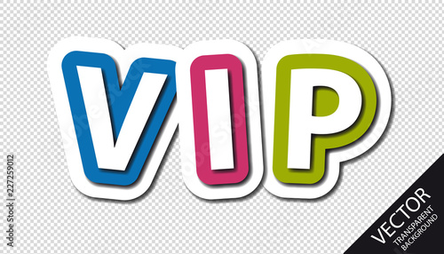 Big Colorful VIP Letters With Shadows - Vector Illustration - Isolated On Transparent Background