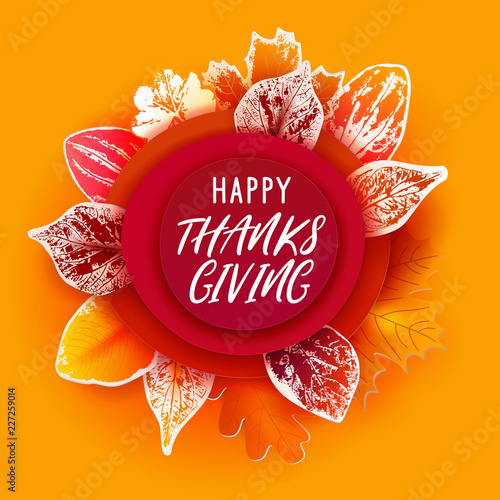 Autumn paper cut leaves Thanksgiving