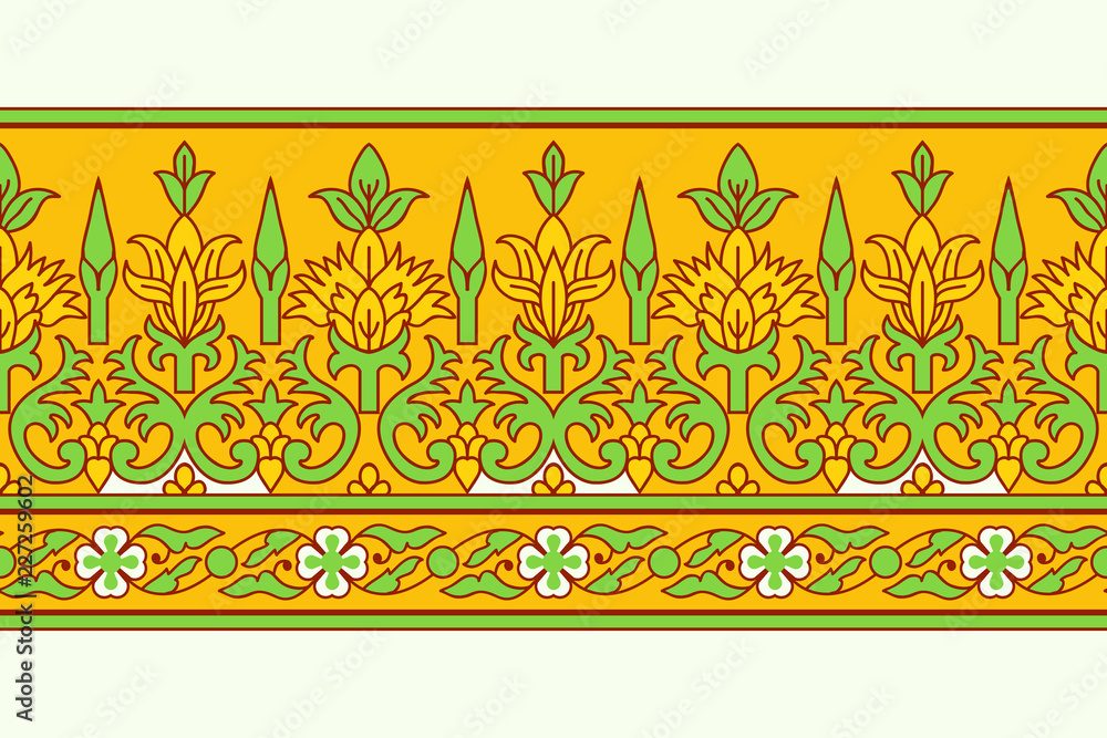 Sold by meter Indian decorative border.Width 35 mm PA35-087