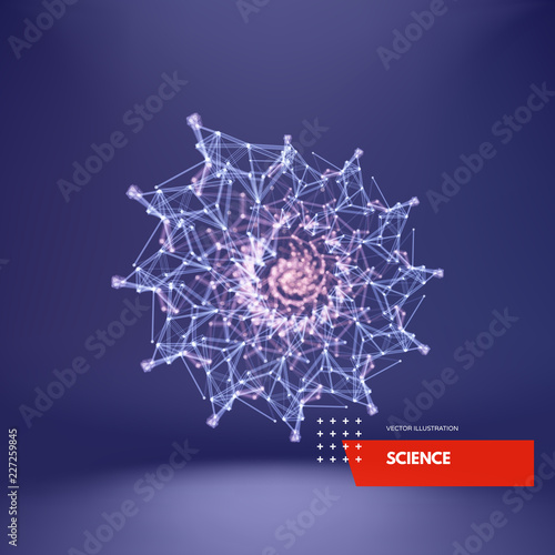 Nautilus shell. Abstract design element. 3d connection structure. Vector illustration for science, chemistry or education.