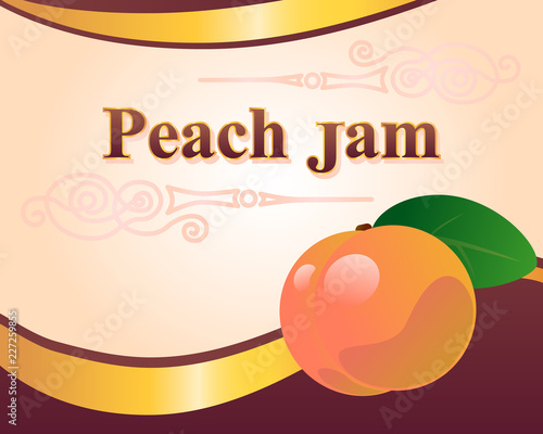 Peach jam label design template