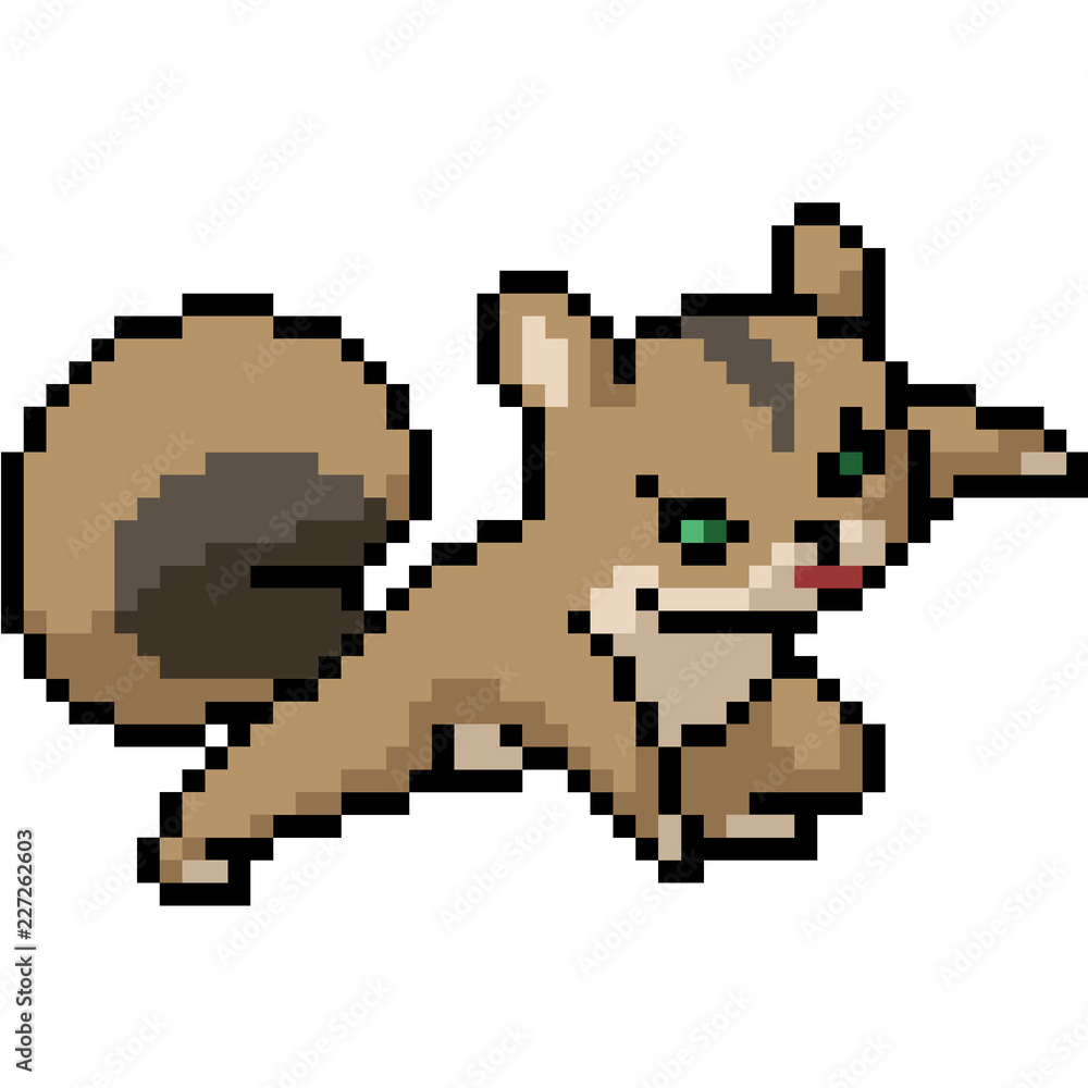 vector pixel art squirrel action vector pixel art squirrel action