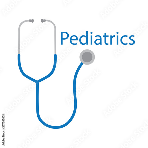 Pediatrics word and stethoscope icon- vector illustration