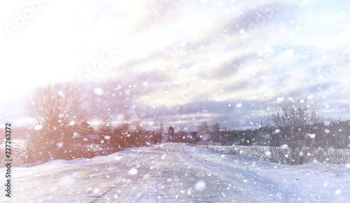 Valokuva Winter landscape snow covered expanses. A park in the winter in