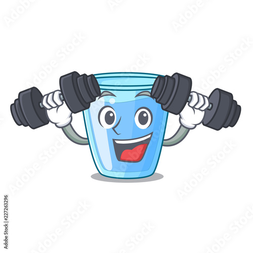 Fitness character glass of water for drink