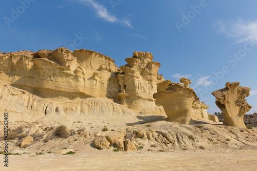 Tourist attraction near Mazarrón Murcia Spain the Bolnuevo sandstone natural rock erosions 