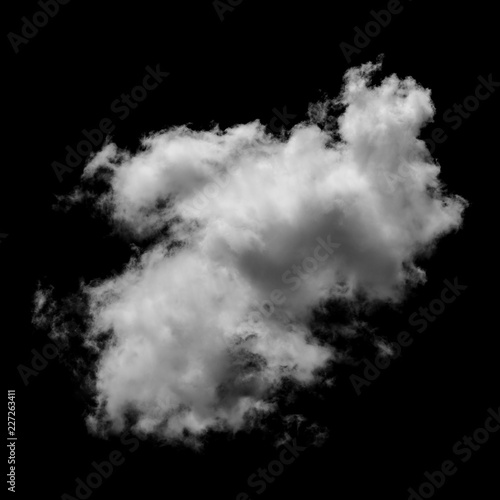 White fluffy clouds in the black sky background