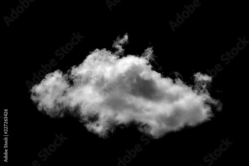 White fluffy clouds in the black sky background