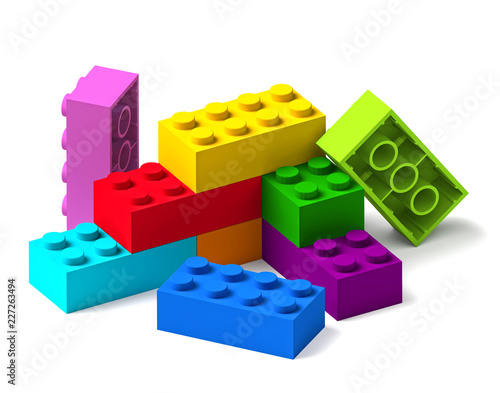 Rainbow colour building toy blocks 3D photo