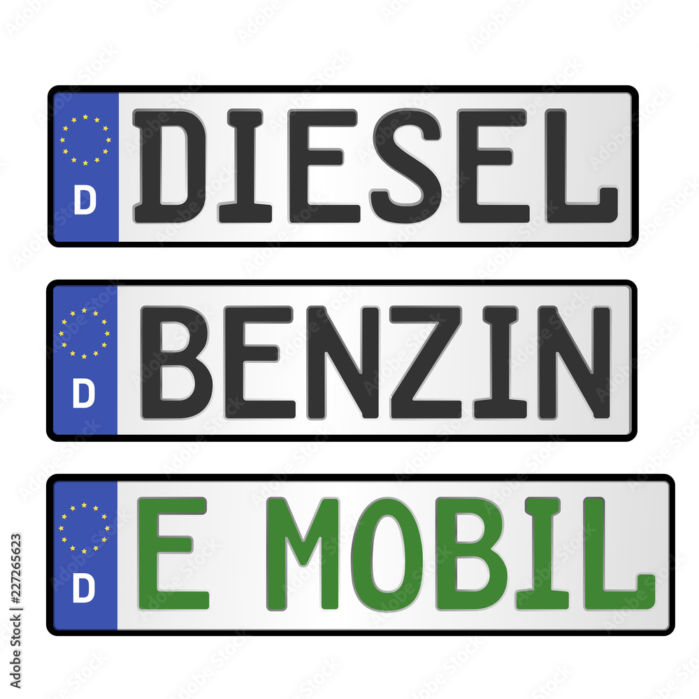 KFZ-Schilder Diesel - Benzin - E Mobility KFZ-Schilder Diesel - Benzin - E Mobility
