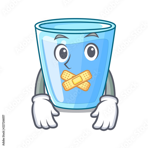 Silent glass of mineral water on cartoon