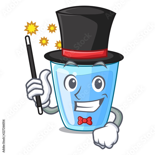 Magician glass of mineral water on cartoon