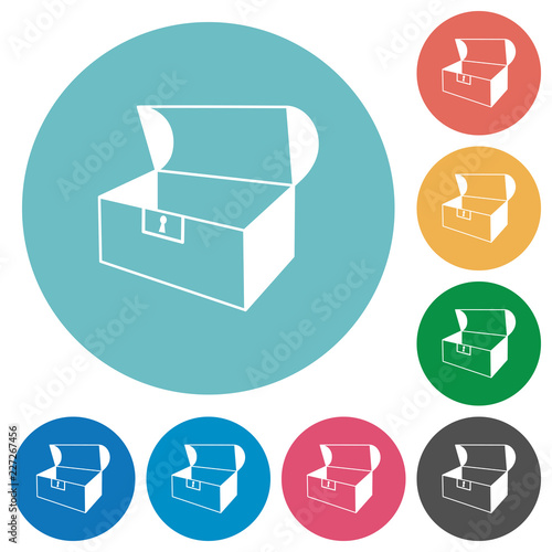 Empty open coffer flat round icons