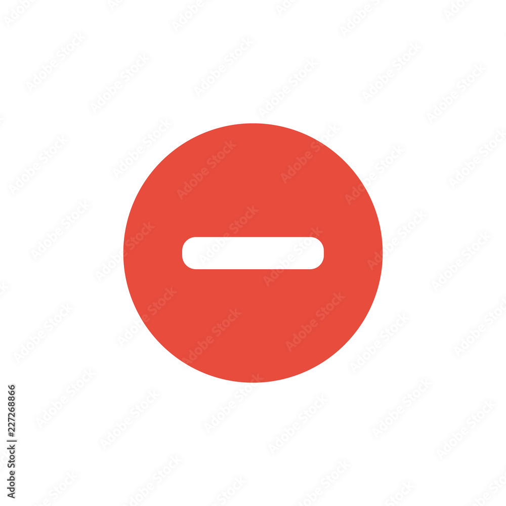 Flat round minus sign red icon, button vector Flat round minus sign red icon, button vector
