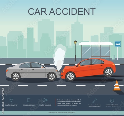Fototapeta Naklejka Na Ścianę i Meble -  Car Accident on the road. Transporation Infographic. 