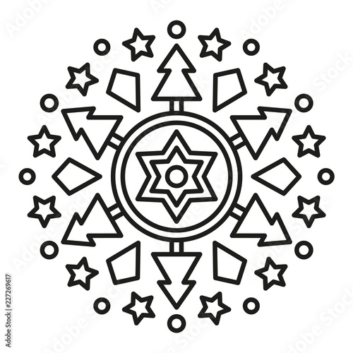 Cute Christmas Mandala for Coloring.