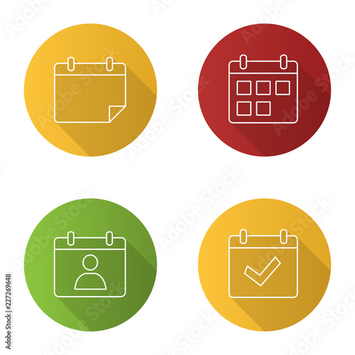 UI/UX flat linear long shadow icons set