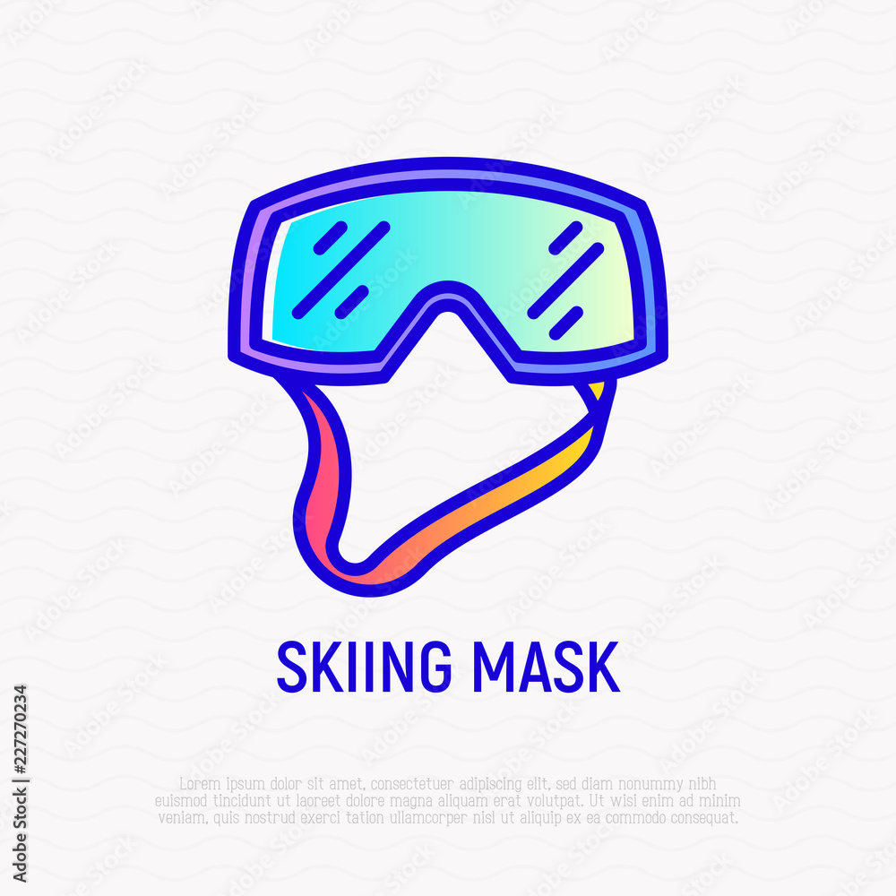 Skiing mask thin line icon. Modern vector illustration of winter sport equipment. Skiing mask thin line icon. Modern vector illustration of winter sport equipment.