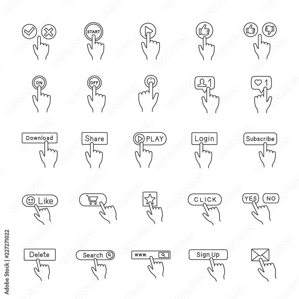App buttons linear icons set App buttons linear icons set