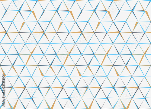 Hexagons and Triangles Seamless Pattern. Vector Geometric Abstract Background. White Gyan and Brown Color