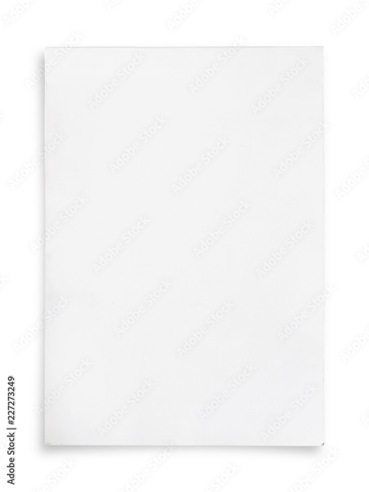 White paper sheet isolated on white background.