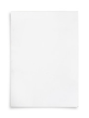 White paper sheet isolated on white background.