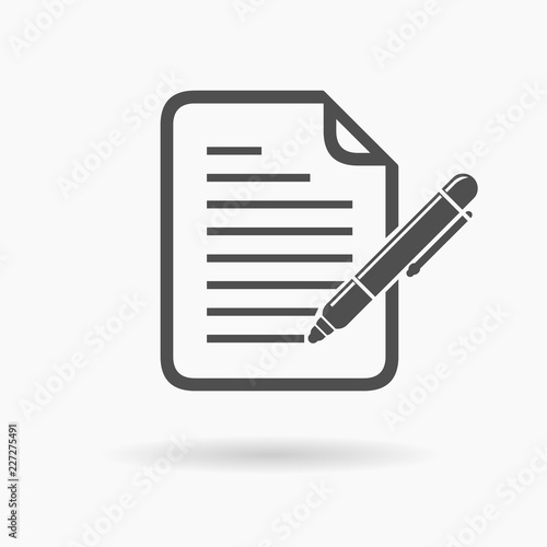 Contract Document with Pen Business vector Icon Illustration.
