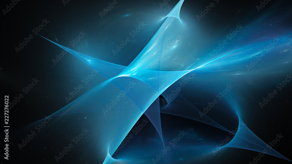 Blue glowing surfaces in space, new innovative technologies concept Blue glowing surfaces in space, new innovative technologies concept