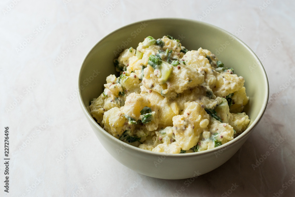 Traditional German Style Potato Salad with Mayonnaise and Mustard Seeds / Kartoffelsalat Traditional German Style Potato Salad with Mayonnaise and Mustard Seeds / Kartoffelsalat