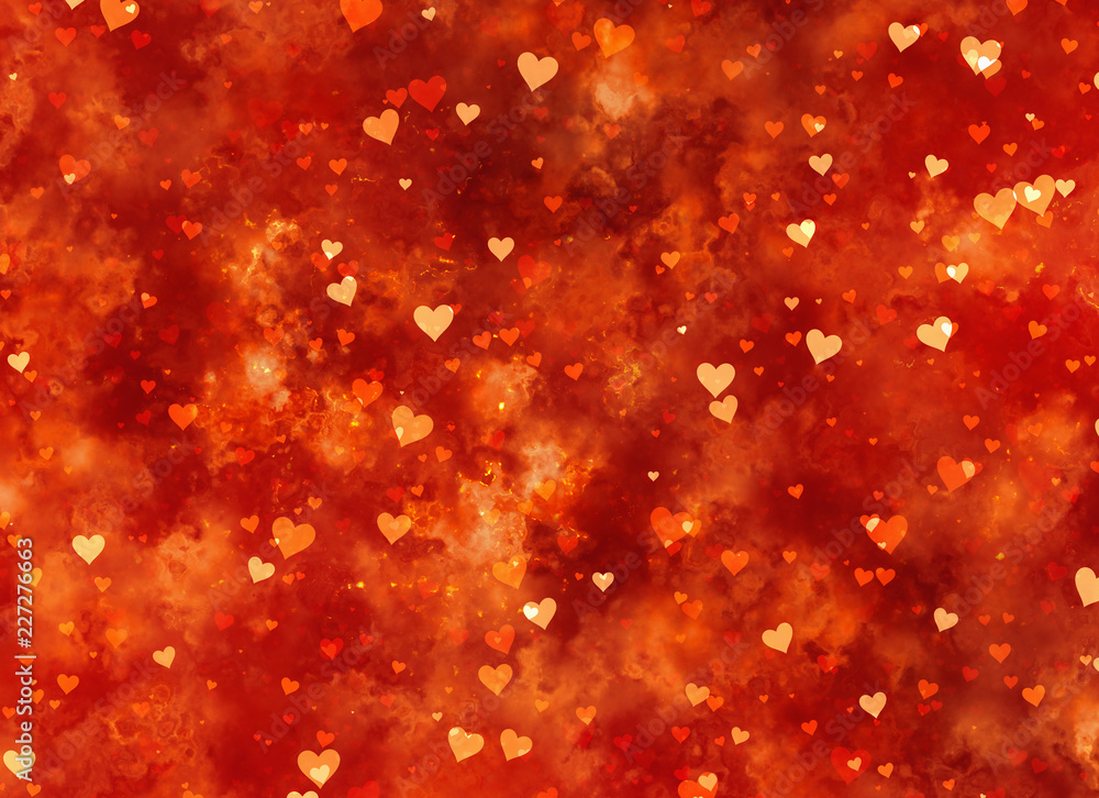 red flame fire texture with hot hearts backgrounds